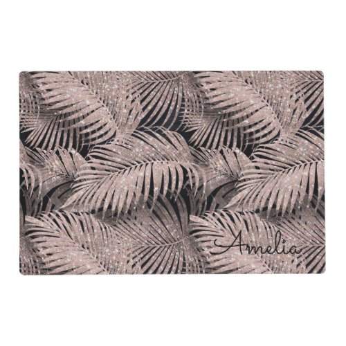 Sparkling Palm Leaves Pattern Gold ID831 Placemat