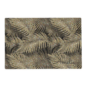 Sparkling Palm Leaves Pattern Gold ID831 Placemat