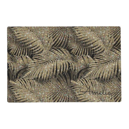 Sparkling Palm Leaves Pattern Gold ID831 Placemat