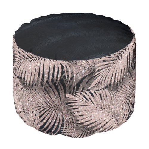 Sparkling Palm Leaves Pattern Gold ID831 Pouf