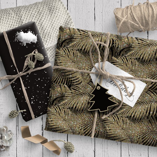 Sparkling Palm Leaves Pattern Gold ID831 Wrapping Paper (Creator Uploaded)
