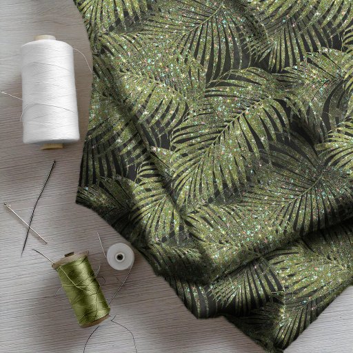 Sparkling Palm Leaves Pattern Green ID831 Fabric