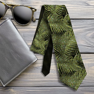 Sparkling Palm Leaves Pattern Green ID831 Neck Tie