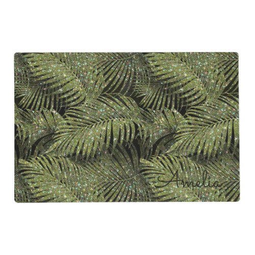 Sparkling Palm Leaves Pattern Green ID831 Placemat