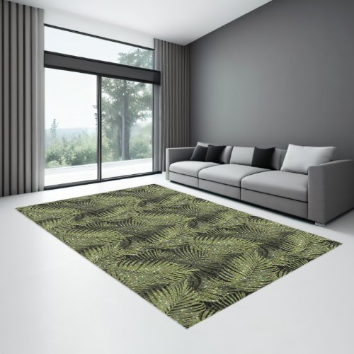 Sparkling Palm Leaves Pattern Green ID831 Rug