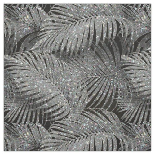 Sparkling Palm Leaves Pattern Silver ID831 Fabric