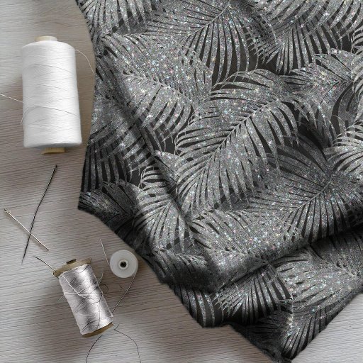 Sparkling Palm Leaves Pattern Silver ID831 Fabric
