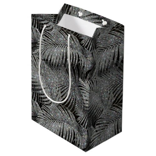 Sparkling Palm Leaves Pattern Silver ID831 Medium Gift Bag