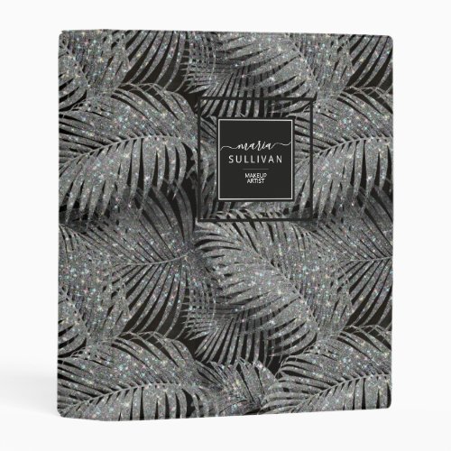 Sparkling Palm Leaves Pattern Silver ID831 Mini Binder