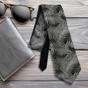 Sparkling Palm Leaves Pattern Silver ID831 Neck Tie
