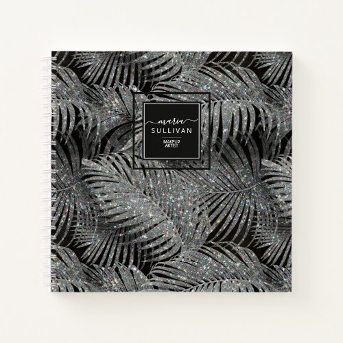 Sparkling Palm Leaves Pattern Silver ID831 Notebook