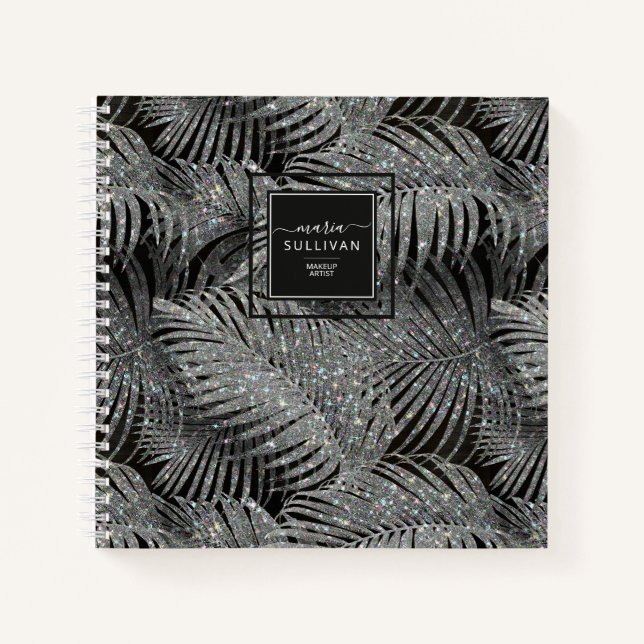 Sparkling Palm Leaves Pattern Silver ID831 Notebook (Front)