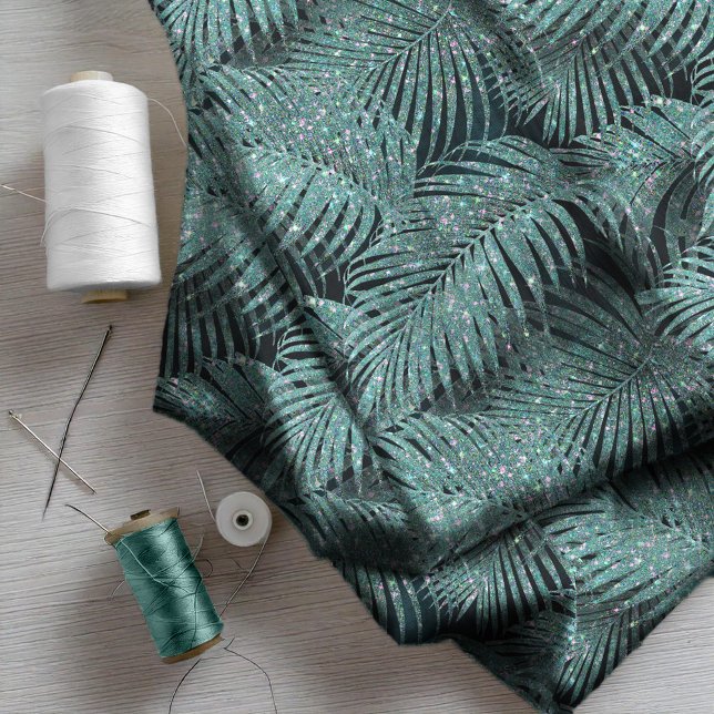 Sparkling Palm Leaves Pattern Teal ID831 Fabric (Creator Uploaded)