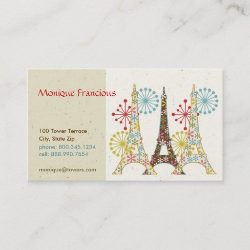 Customizable Sparkling Paris Business Card