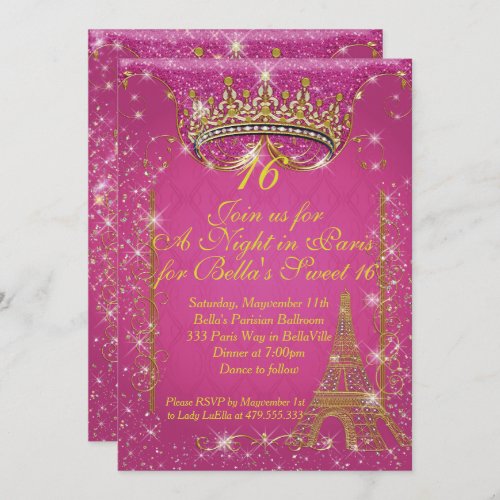 Sparkling Paris Party Invitations