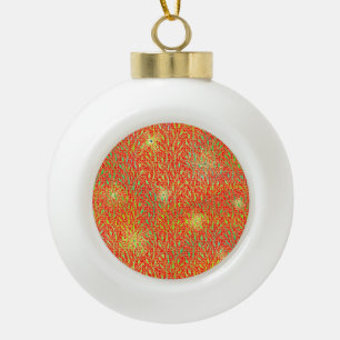 Sparkling Party Pattern with Fireworks in Red and  Ceramic Ball Christmas Ornament