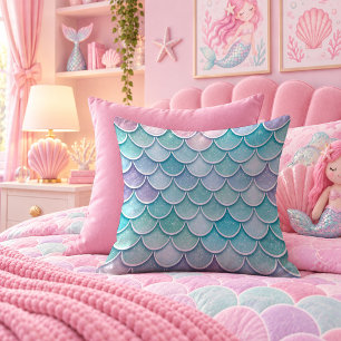 Sparkling Pastel Mermaid Scales Dream Throw Pillow