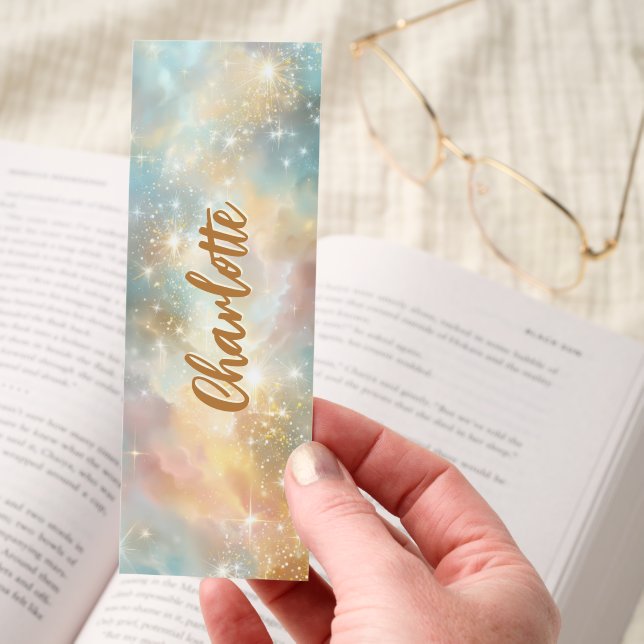 Sparkling Pastel Sky Dreamscape Personalized Bookmarks (Hand)