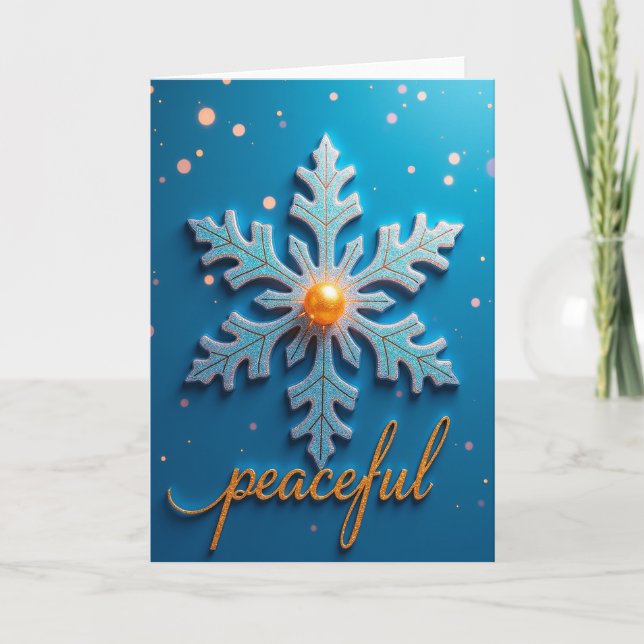 Sparkling Peaceful Snowflake Card (Front)