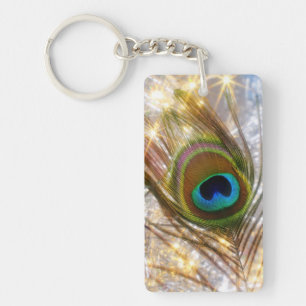 Sparkling Peacock Feather Key Chain