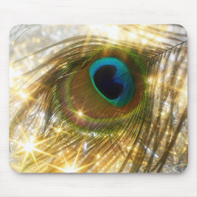 Sparkling Peacock Feather Mousepad (Front)