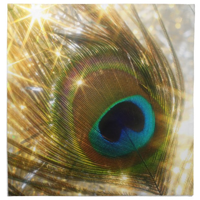 Sparkling Peacock Feather Napkins (Front)