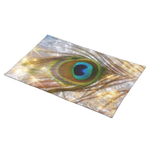 Sparkling Peacock Feather Placemat