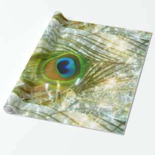 Sparkling Peacock Feather Wrapping Paper
