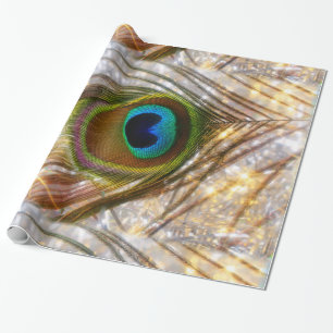 Sparkling Peacock Feather Wrapping Paper