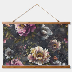 Sparkling Peony Noel Botanical Hanging Tapestry