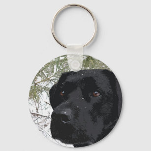 Sparkling Pines - Snow Labrador - Black Lab Keychain