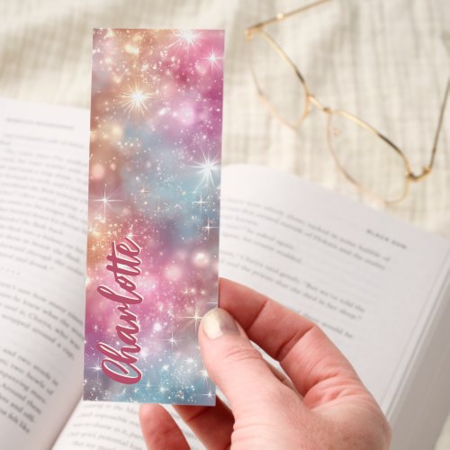 Pretty Bookmarks 8 Sparkling Pink Blue Galaxy Stars Personalized Bookmarks