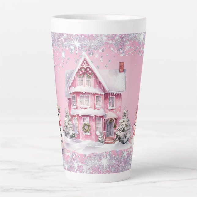Sparkling Pink Christmas  Latte Mug (Front)