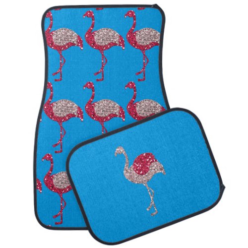 Sparkling Pink Flamingo Car Mat Set