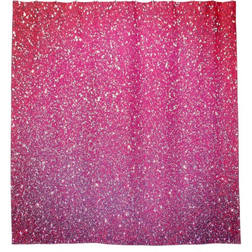 Sparkling Pink Fuchsia Purple Red Glitter Ombre Shower Curtain