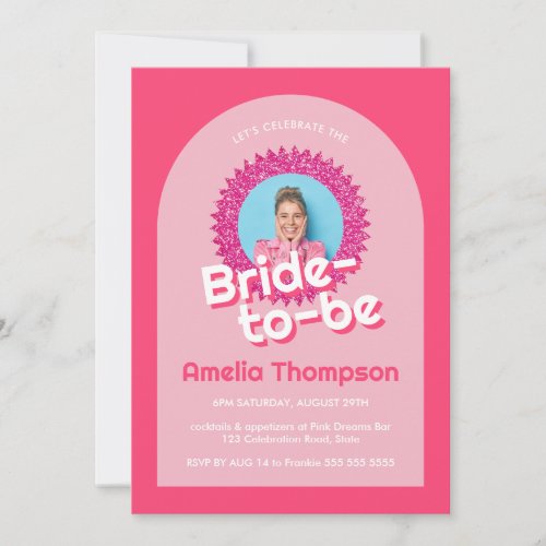 Sparkling Pink Glitter Bridal Shower Bachelorette Invitation
