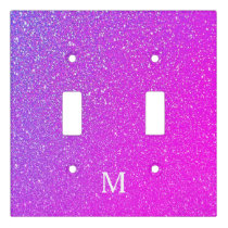 Sparkling Pink Glitter Ombre Monogram Initial Cute Light Switch Cover