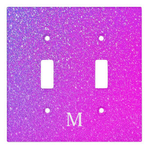Sparkling Pink Glitter Ombre Monogram Initial Cute Light Switch Cover