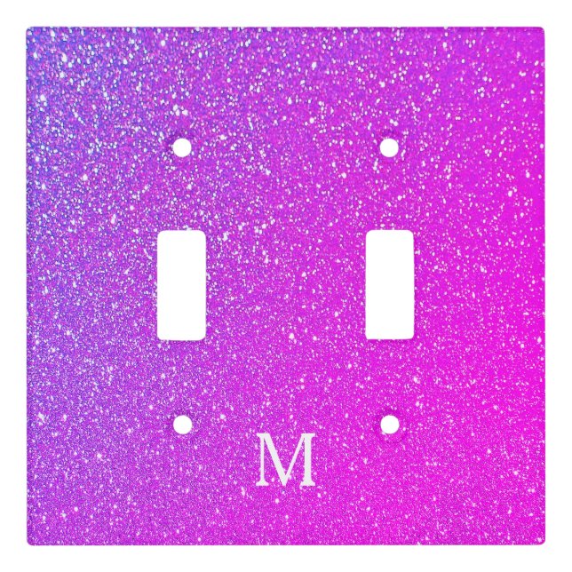 Sparkling Pink Glitter Ombre Monogram Initial Cute Light Switch Cover (Front)