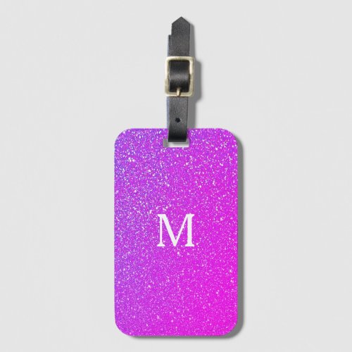 Sparkling Pink Glitter Ombre Monogram Initial Cute Luggage Tag