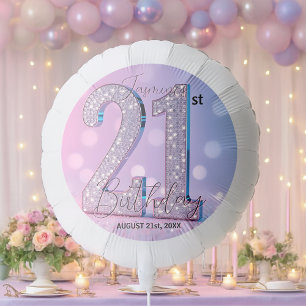 Sparkling Pink Glittery Diamonds 21st Birthday Balloon