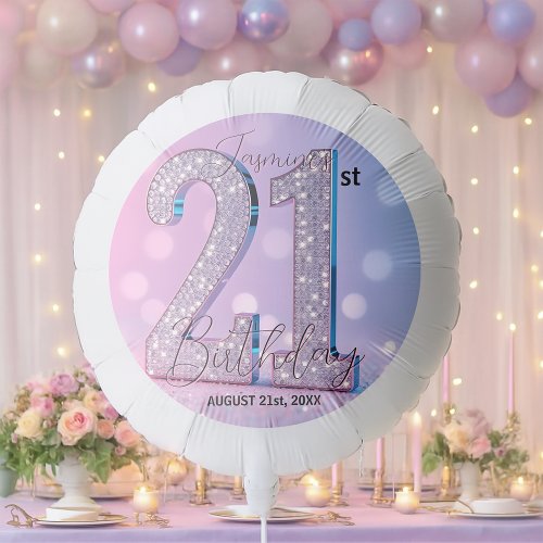 Sparkling Pink Glittery Diamonds 21st Birthday Balloon