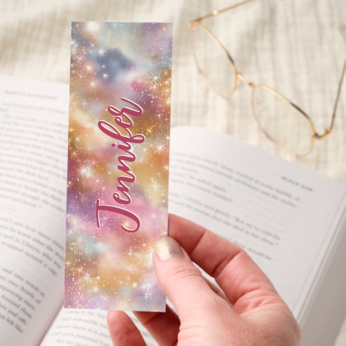 Pretty Bookmarks 6 Sparkling Pink Gold Pastel Stars Personalized Bookmarks