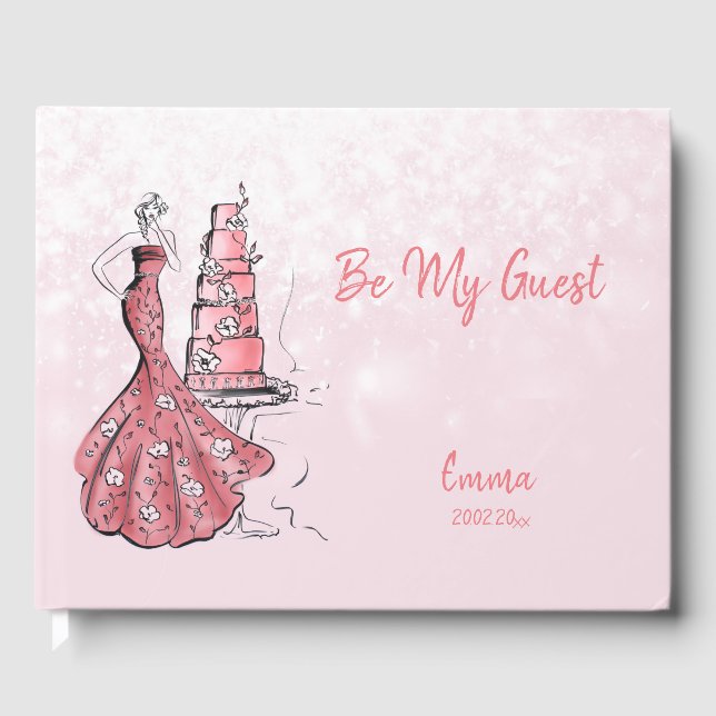 Sparkling pink guest book (Front)