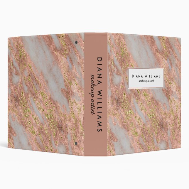 Sparkling Pink Marble Abstract Makeup Artist 3 Ring Binder (Background)