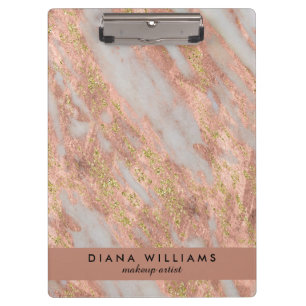 Sparkling Pink Marble Abstract Makeup Artist Clipboard