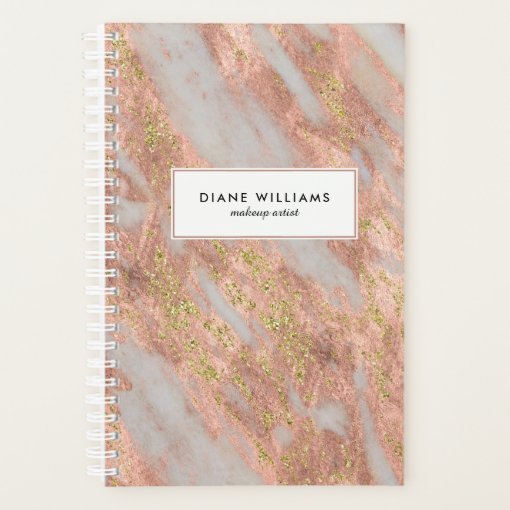 Sparkling Pink Marble Abstract with Name Planner | Zazzle