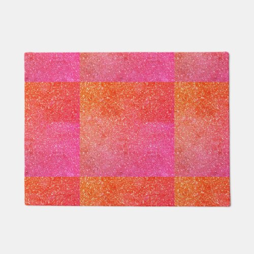 Sparkling Pink Orange Glitter Patterns Ombre Doormat