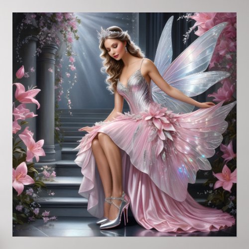 Sparkling Pink Prom Fairy Poster