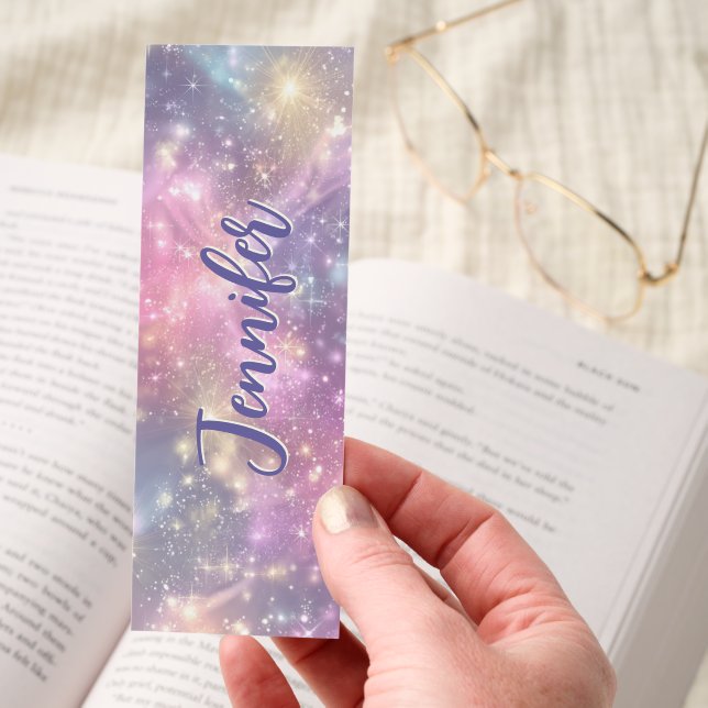 Sparkling Pink Purple Dreamy Glitter Personalized Bookmarks (Hand)